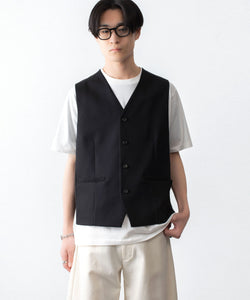 ssstein / シュタイン】WOOL GABARDINE BELTED VEST - BLACK | 公式