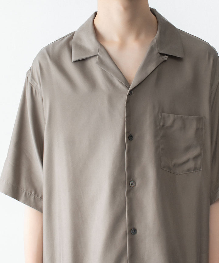 ssstein(シュタイン)のCUPRO TWILL OVERSIZED OPEN COLLAR SS SHIRT - TAUPEの公式通販サイトsession福岡セレクトショップ