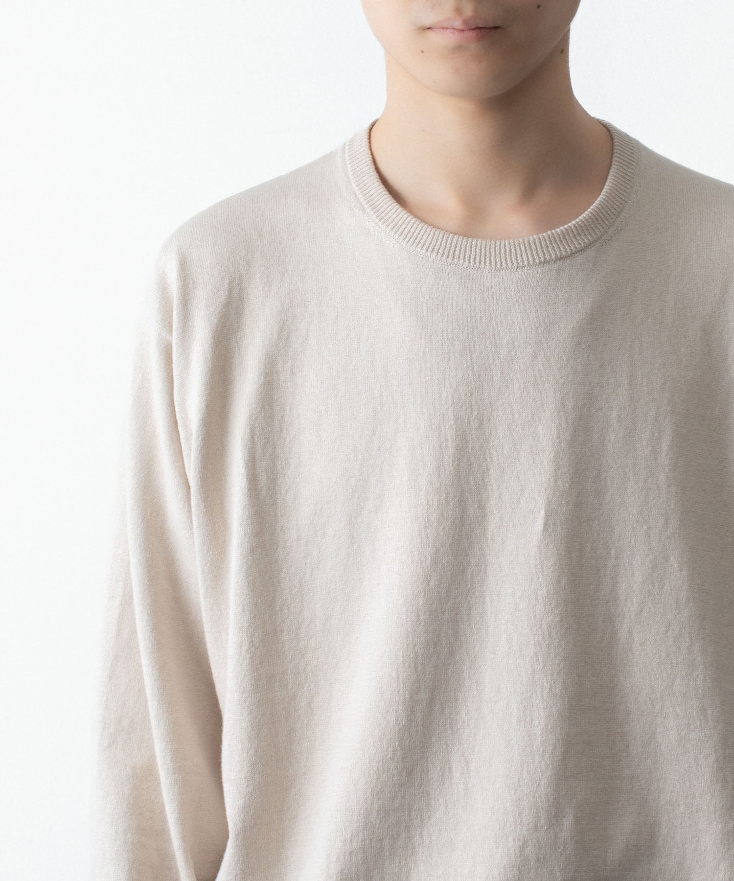 ssstein / シュタイン】ORGANIC COTTON KNIT CREW NECK LS - IVORY