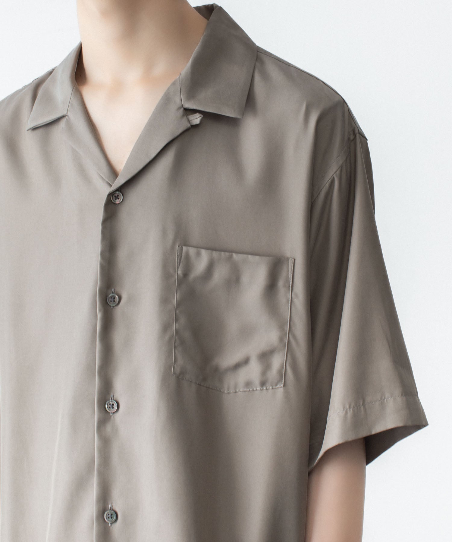 トップス stein Cupro Open Collar Shirt ssstein / シュタイン】CUPRO TWILL OVERSIZED OPEN COLLAR SS SHIRT