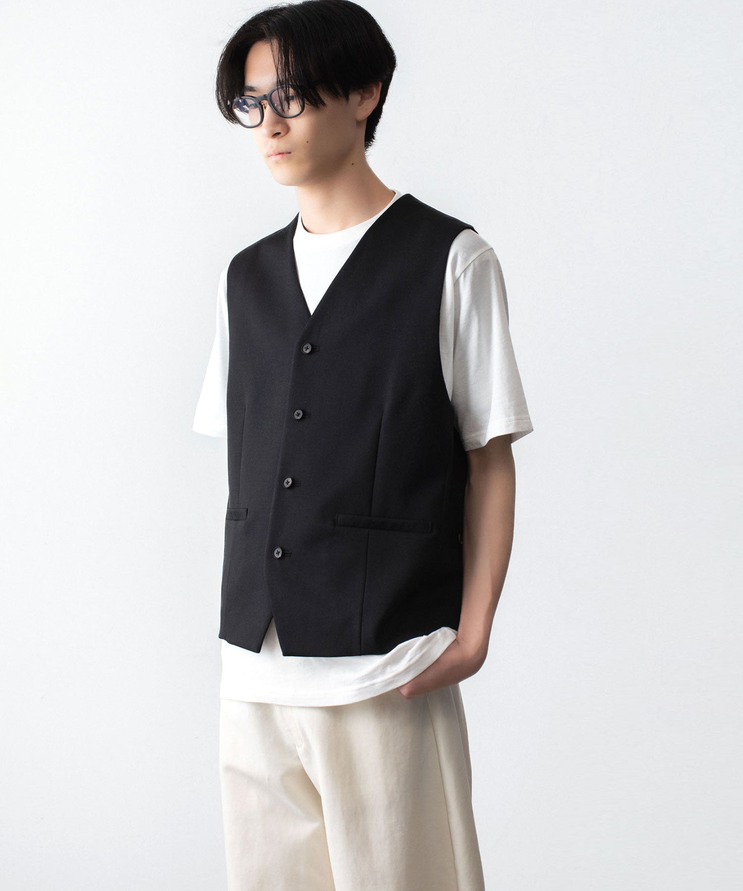ssstein / シュタイン】WOOL GABARDINE BELTED VEST - BLACK | 公式