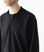 画像をギャラリービューアに読み込む, ssstein(シュタイン)のSLUB COTTON KNIT SKIPPER LS - BLACKの公式通販サイトsession福岡セレクトショップ

