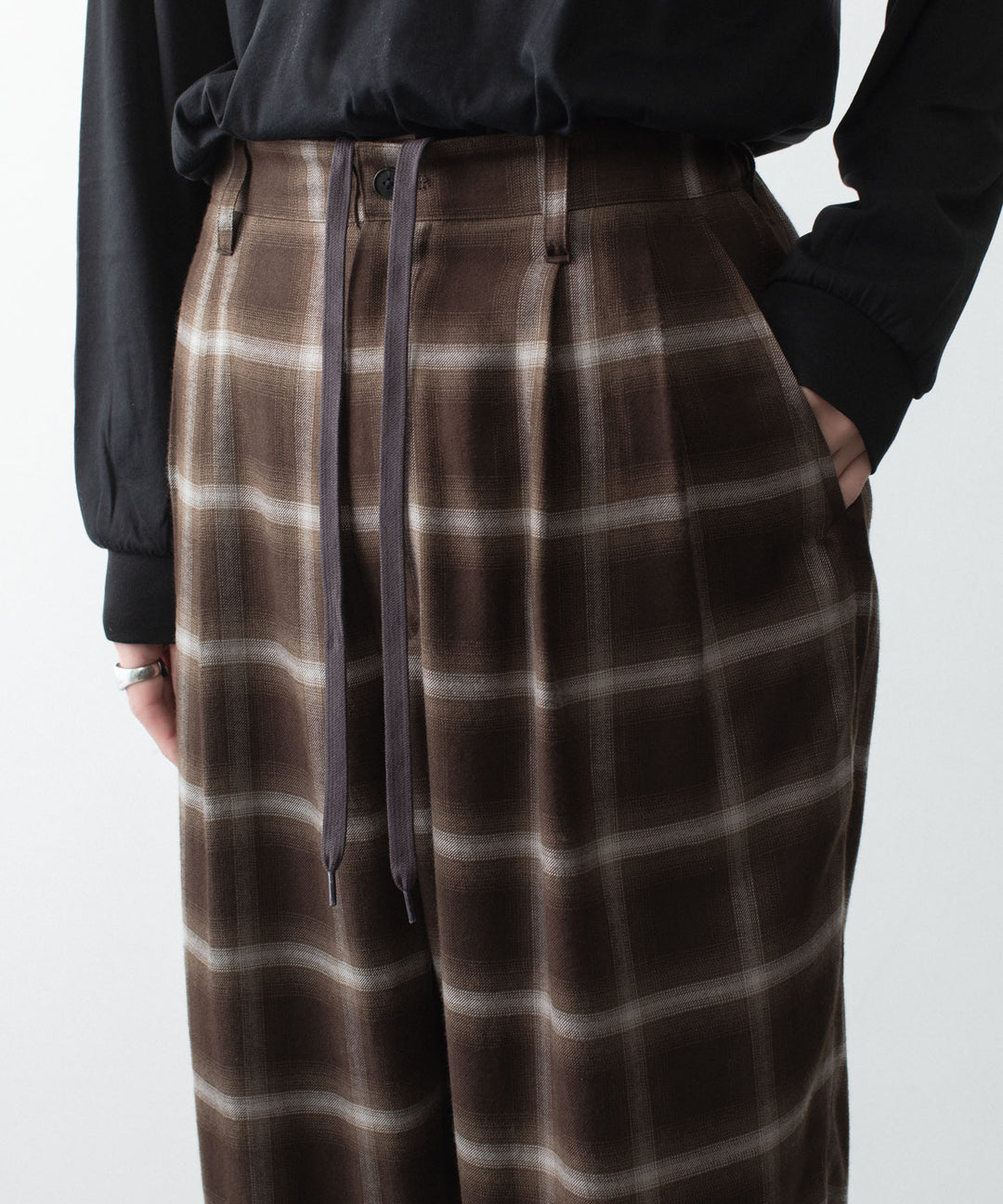 ssstein(シュタイン)のLY/VIS CHECK WIDE EASY TROUSERS - BROWN OMBREの公式通販サイトsession福岡セレクトショップ