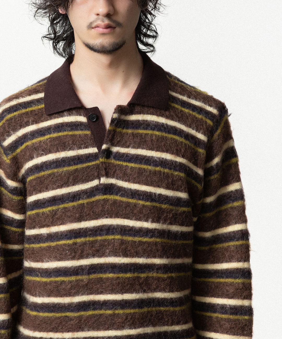 ssstein(シュタイン)の KID MOHAIR RIBBED KNIT POLO LS -  BROWN MULTIの公式通販サイトsession福岡セレクトショップ