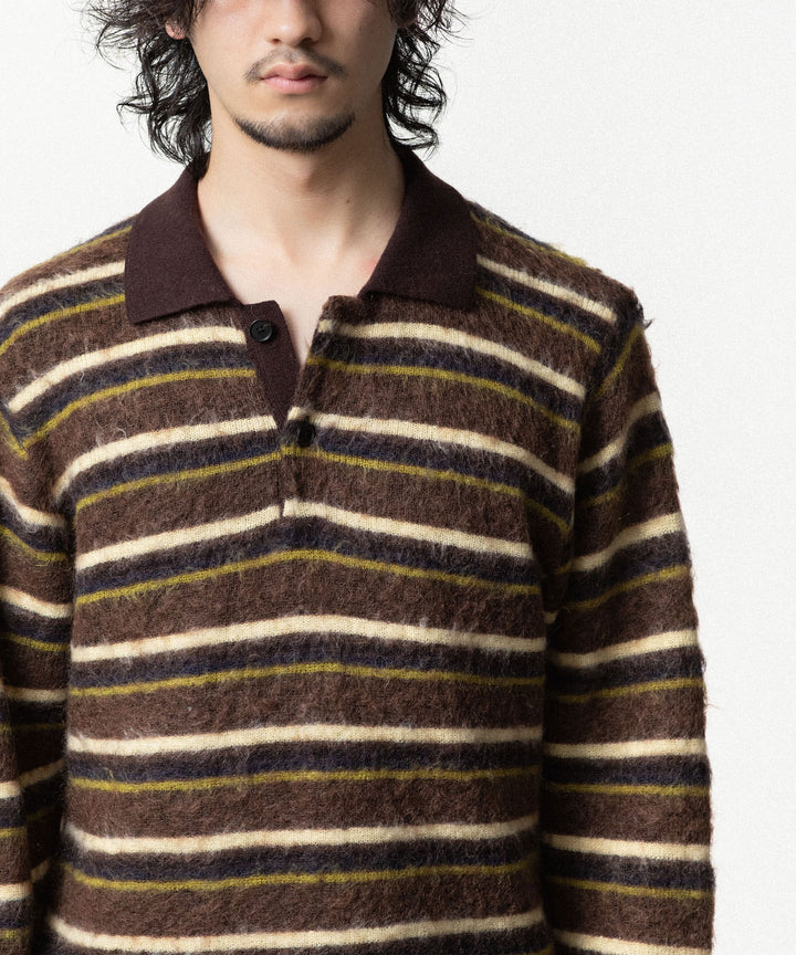 ssstein(シュタイン)の KID MOHAIR RIBBED KNIT POLO LS -  BROWN MULTIの公式通販サイトsession福岡セレクトショップ