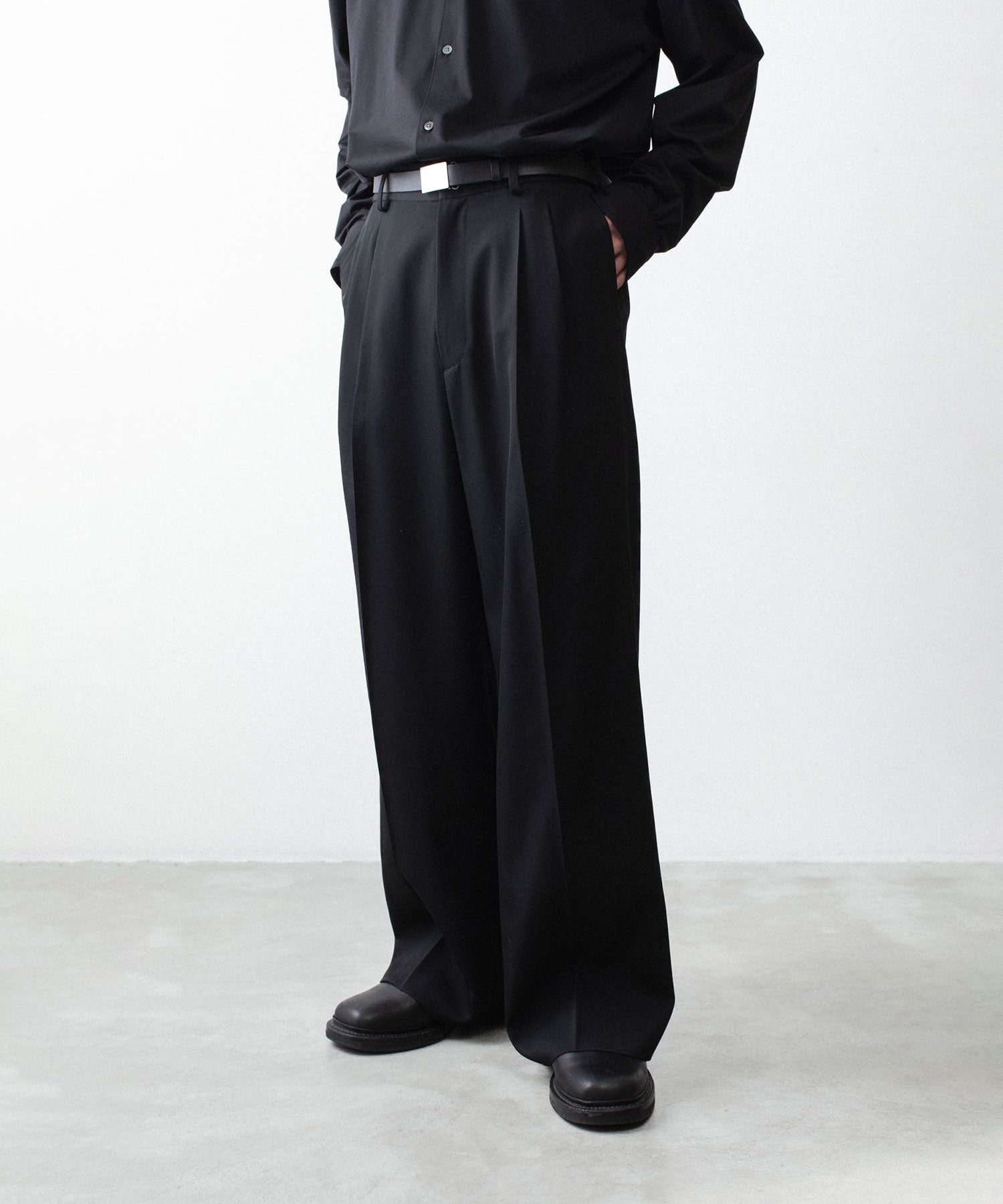 ssstein / シュタイン】EASY LONG WIDE TROUSERS (2/90 WOOL GABARDINE