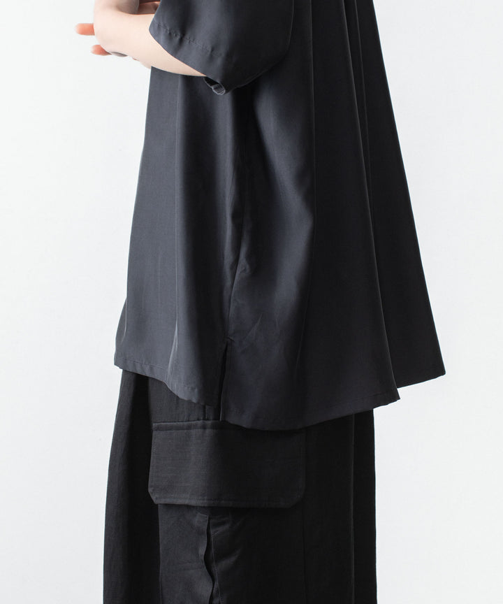 ssstein(シュタイン)のCUPRO TWILL OVERSIZED OPEN COLLAR SS SHIRT - BLACKの公式通販サイトsession福岡セレクトショップ