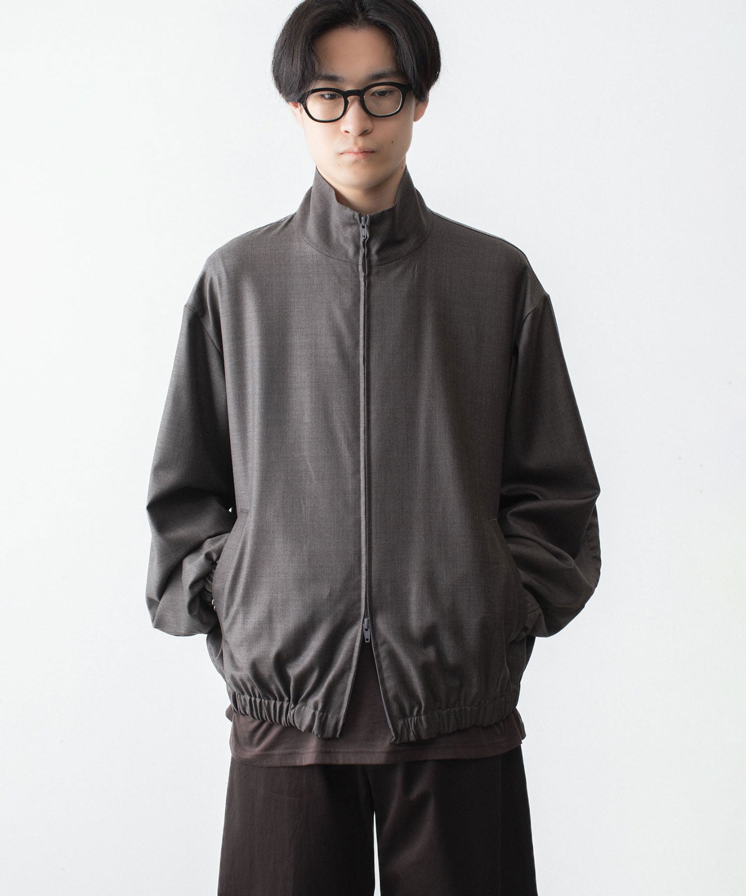 ssstein / シュタイン】EXTRA FINE WOOL SHIRRED LIGHT ZIP JACKET