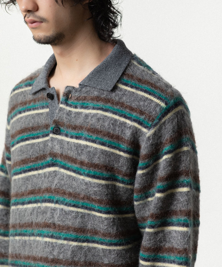 ssstein(シュタイン)の KID MOHAIR RIBBED KNIT POLO LS - GREY MULTIの公式通販サイトsession福岡セレクトショップ