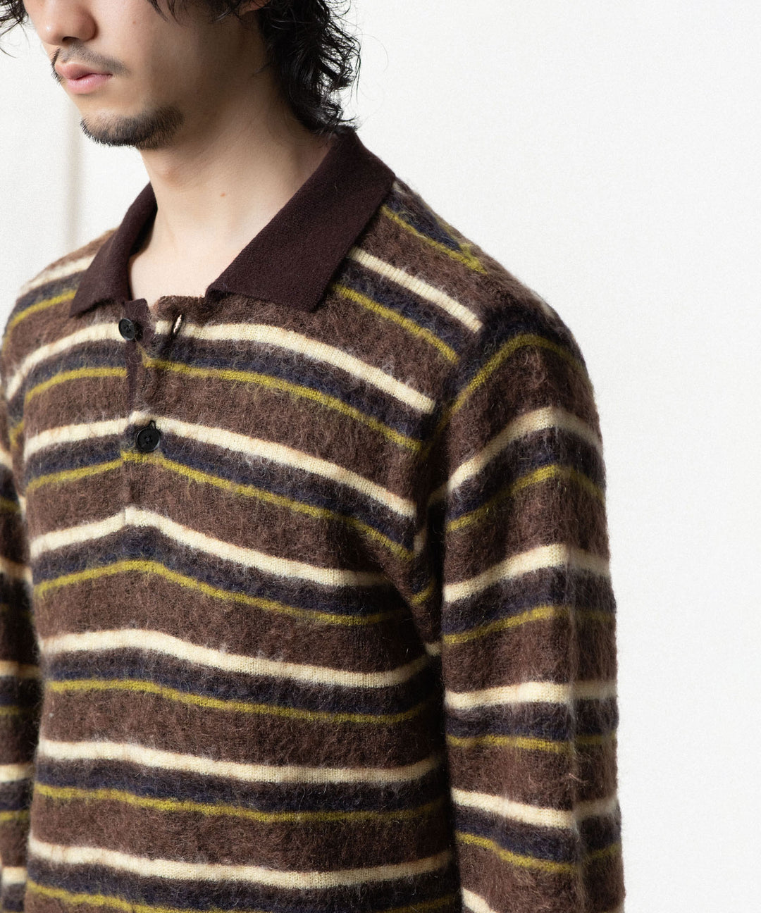 ssstein(シュタイン)の KID MOHAIR RIBBED KNIT POLO LS -  BROWN MULTIの公式通販サイトsession福岡セレクトショップ