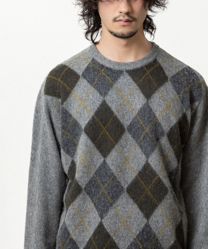 ssstein(シュタイン)のFINE WOOL ARGYLE KNIT CREW NECK LS - LIGHT GREY MULTIの公式通販サイトsession福岡セレクトショップ