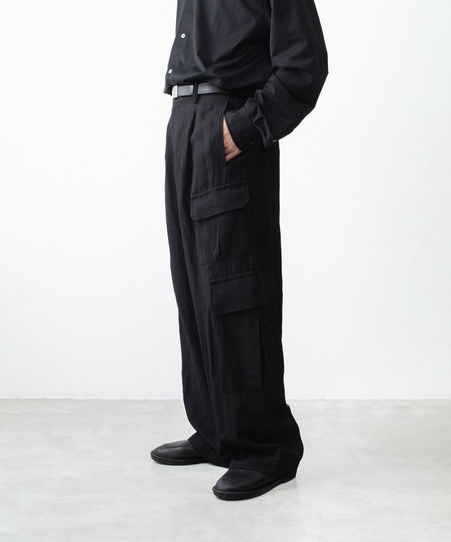 ssstein / シュタイン】VIS/LI/RA TWILL CARGO TROUSERS - BLACK