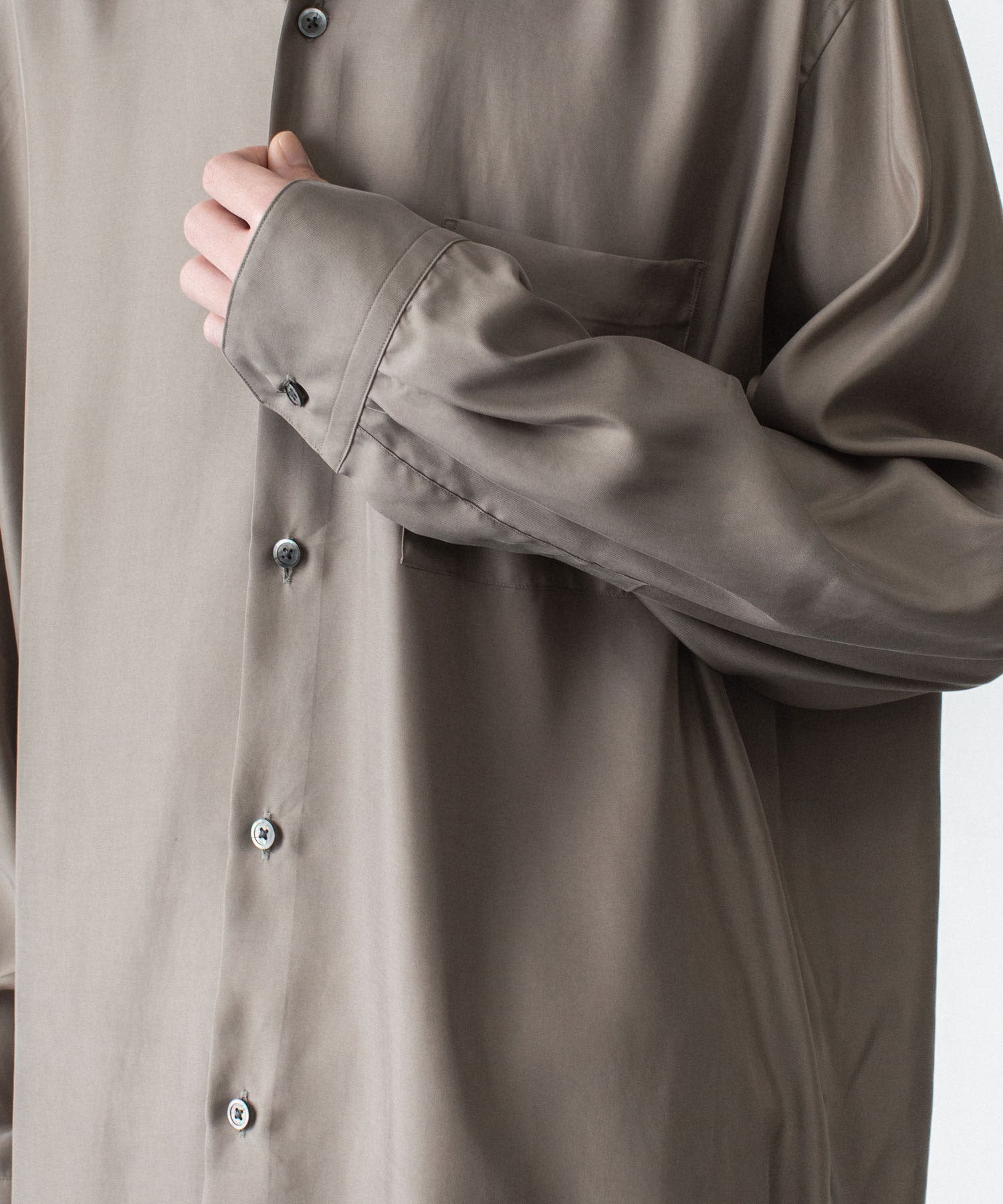 ssstein / シュタイン】CUPRO TWILL OVERSIZED LS SHIRT - TAUPE