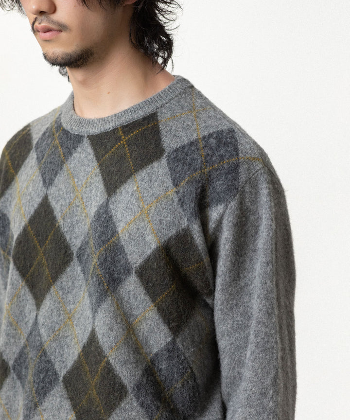 ssstein(シュタイン)のFINE WOOL ARGYLE KNIT CREW NECK LS - LIGHT GREY MULTIの公式通販サイトsession福岡セレクトショップ