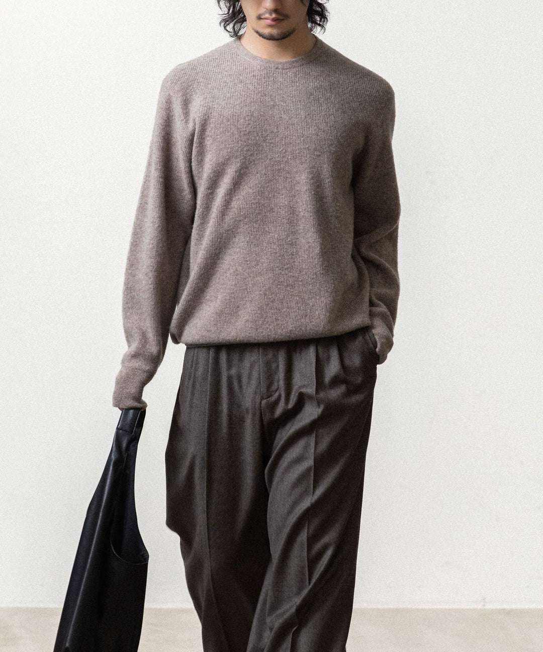 ssstein(シュタイン)のSUPER FINE WOOL MILLED KNIT CREW NECK LS - BEIGEの公式通販サイトsession福岡セレクトショップ