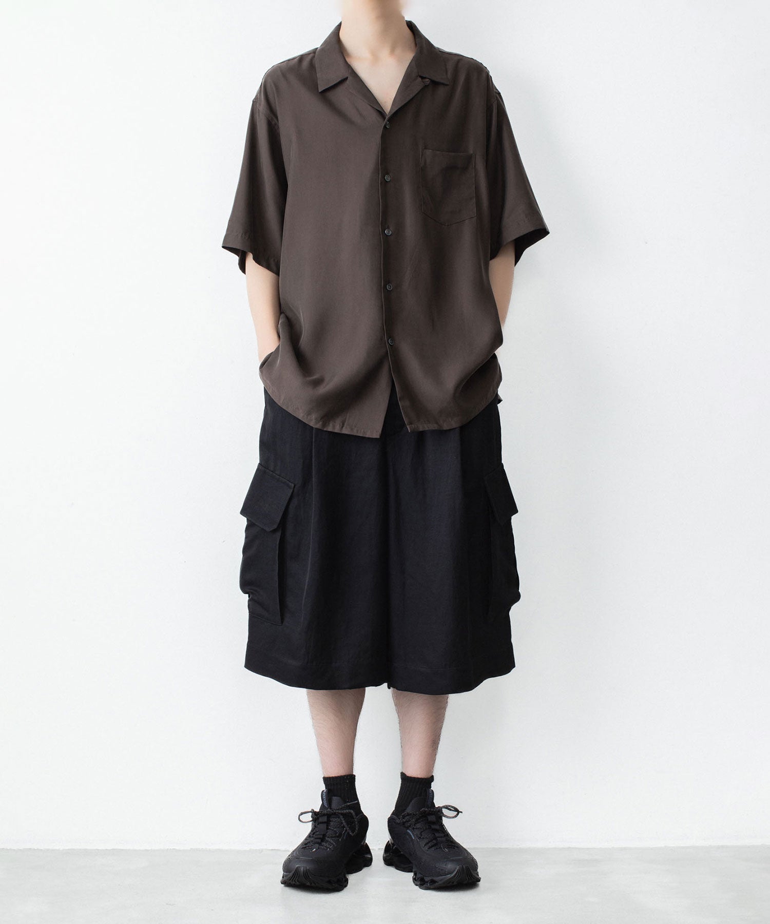 ssstein / シュタイン】CUPRO TWILL OVERSIZED OPEN COLLAR SS SHIRT