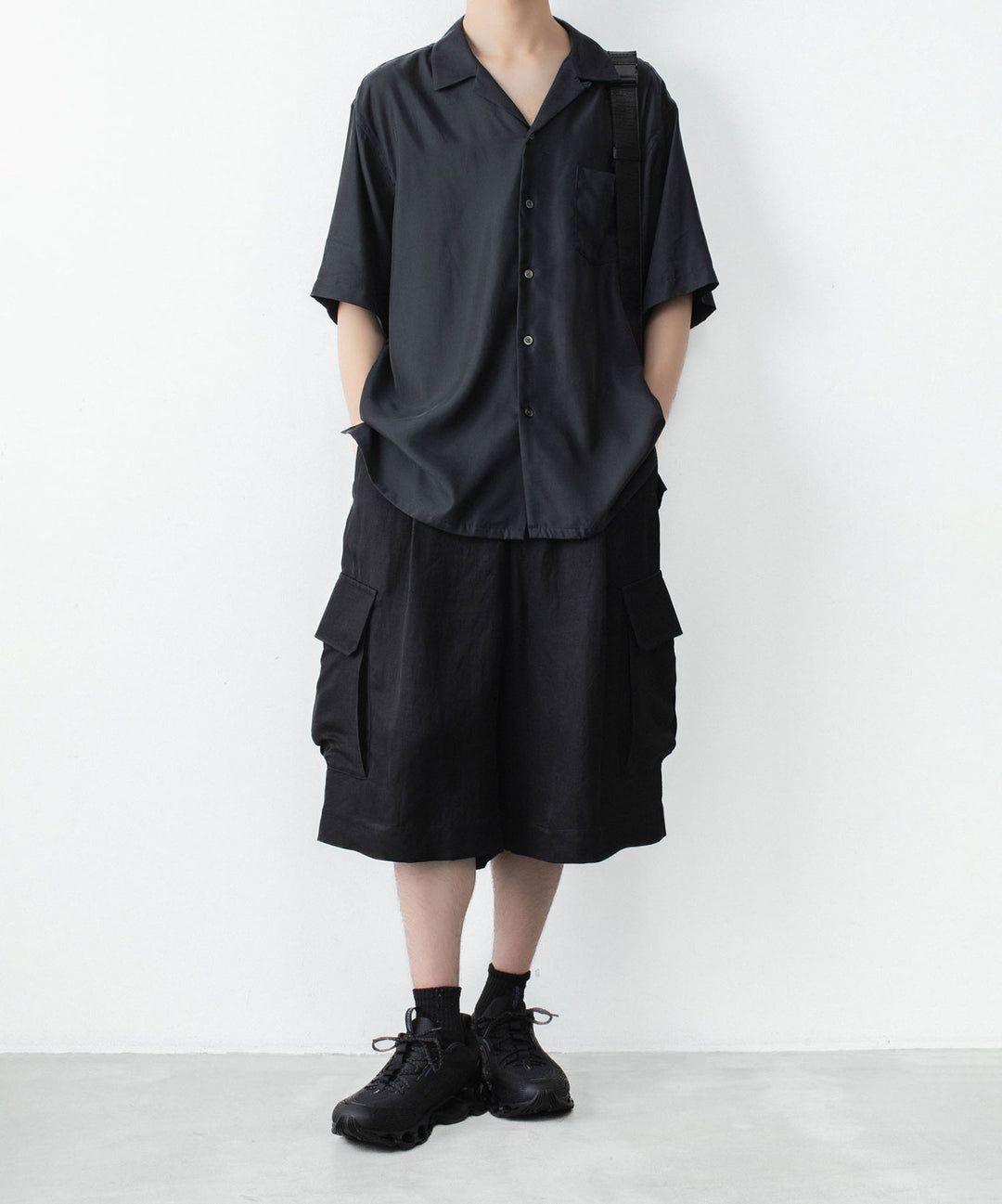 ssstein(シュタイン)のCUPRO TWILL OVERSIZED OPEN COLLAR SS SHIRT - BLACKの公式通販サイトsession福岡セレクトショップ