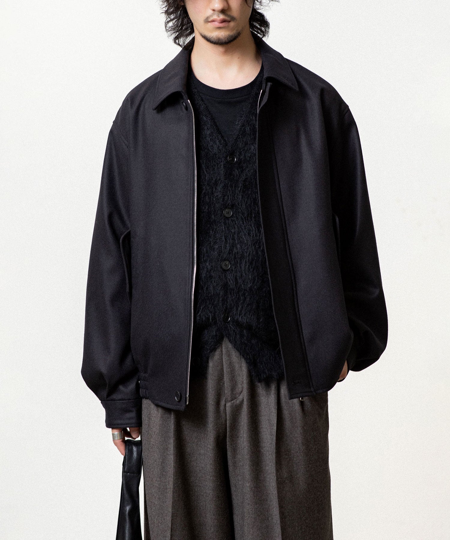 ssstein / シュタイン】KID MOHAIR KNIT V NECK CARDIGAN - BLACK