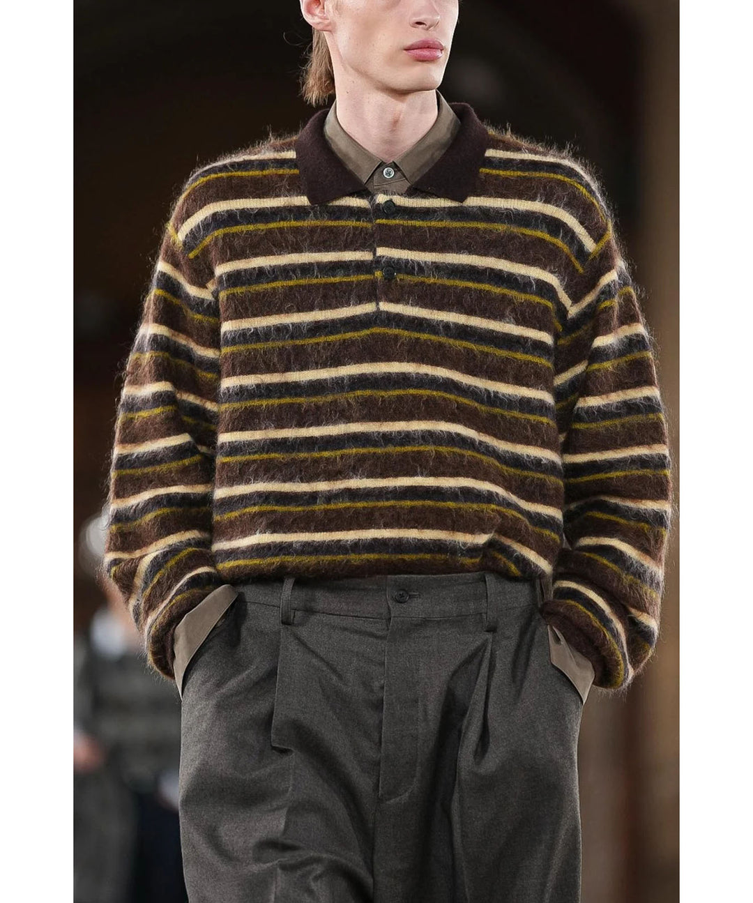 ssstein(シュタイン)の KID MOHAIR RIBBED KNIT POLO LS -  BROWN MULTIの公式通販サイトsession福岡セレクトショップ