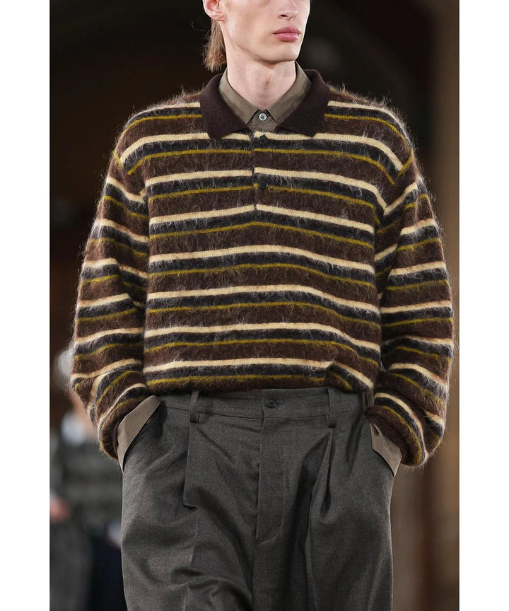 ssstein(シュタイン)の KID MOHAIR RIBBED KNIT POLO LS -  BROWN MULTIの公式通販サイトsession福岡セレクトショップ