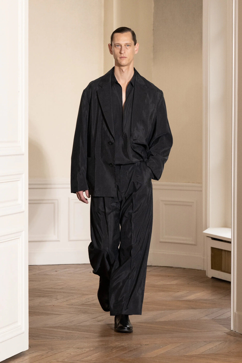 ssstein(シュタイン)の24AWコレクション SILK NYLON EASY WIDE TROUSERS - BLACK 公式通販サイトsession福岡セレクトショップ