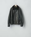 【ssstein】MOUTON COLLAR SHEEP LEATHER ZIP JACKET - BLACK