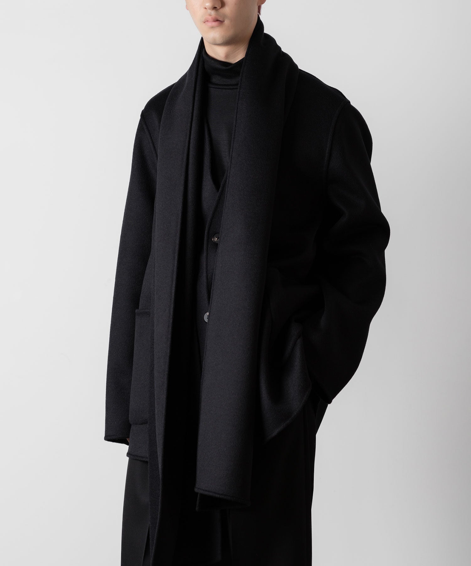 ssstein(シュタイン)のWOOL CASHMERE BEAVER REVERSIBLE STOLE JACKET -BLACKの公式通販サイトsession福岡セレクトショップ