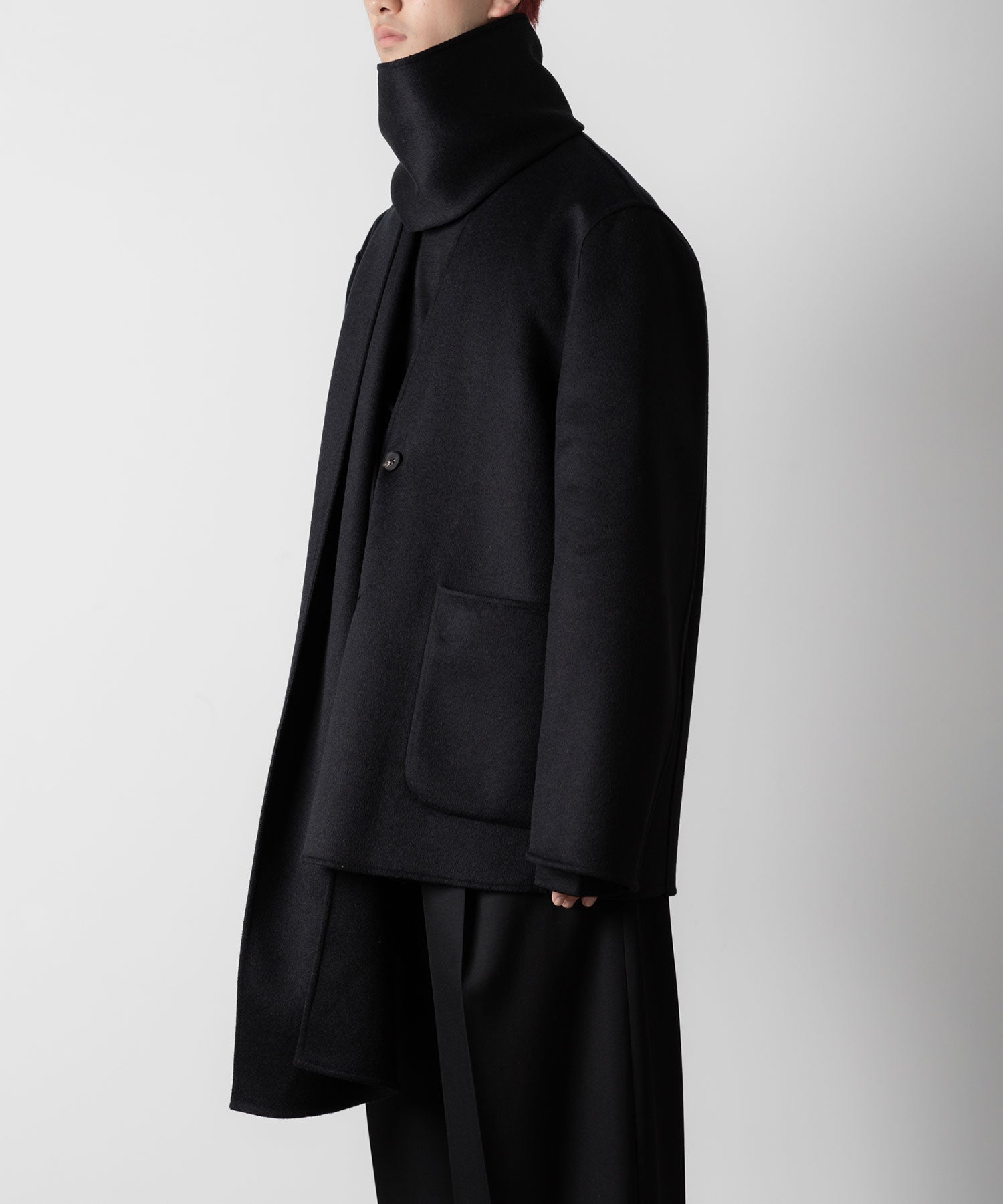 ssstein(シュタイン)のWOOL CASHMERE BEAVER REVERSIBLE STOLE JACKET -BLACKの公式通販サイトsession福岡セレクトショップ