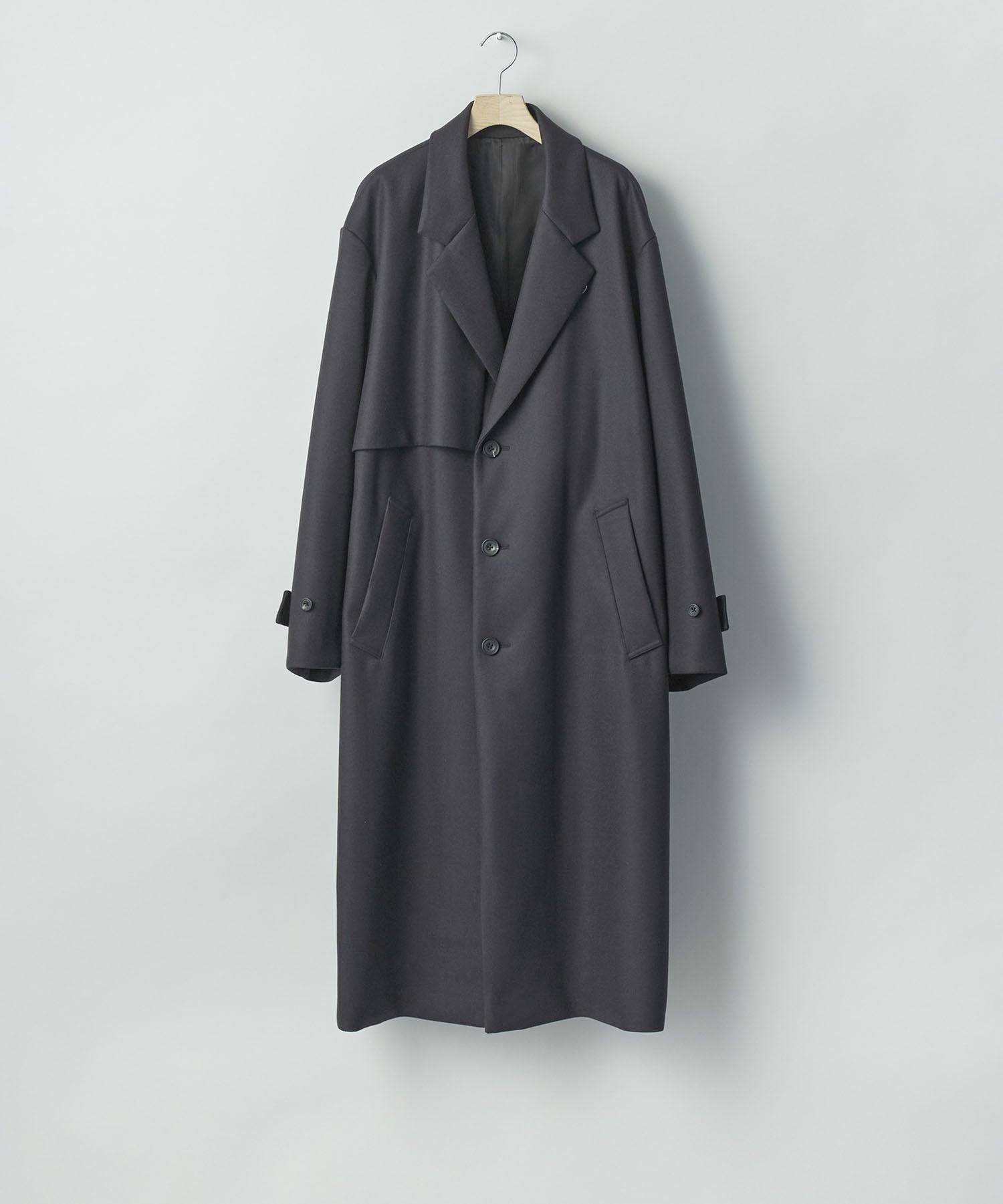 ssstein / シュタイン】WOOL MELTON LAY CHESTER COAT - DARK CHARCOAL