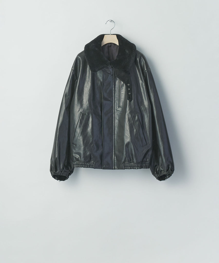 ssstein / シュタイン】MOUTON COLLAR CALF ZIP JACKET - BLACK | 公式
