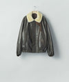 【ssstein】MOUTON COLLAR CALF ZIP JACKET - DARK BROWN