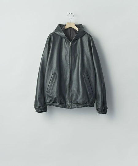【ssstein】LAMB LEATER HOOD JACKET - BLACK