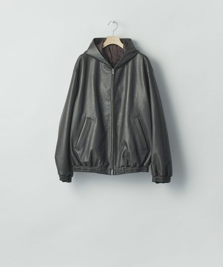 【ssstein】LAMB LEATER HOOD JACKET - GREY BROWN