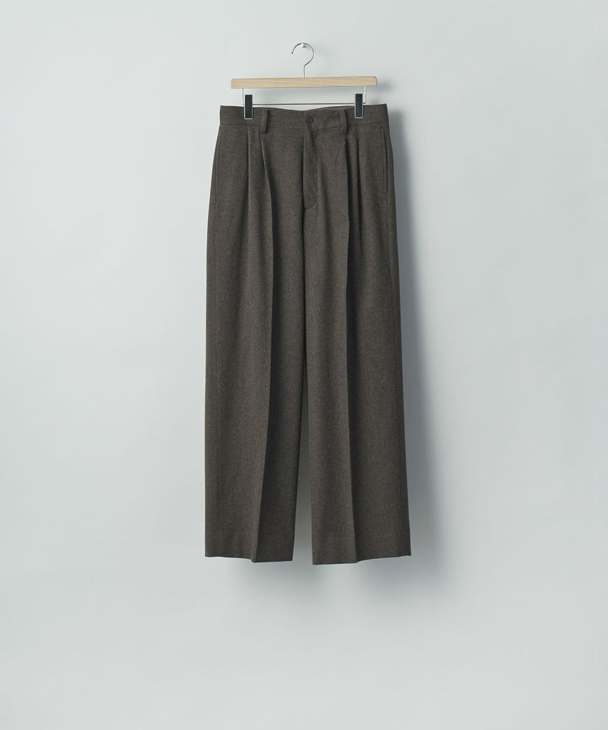 ssstein / シュタイン】WOOL DOESKIN LONG WIDE TROUSERS - GREY BROWN