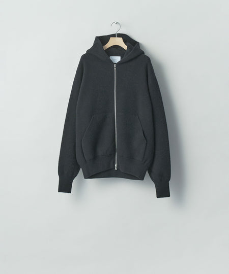 【ssstein】 SUPER FINE WOOL MILLED KNIT HOOD JACKET - BLACK