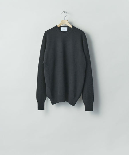 【ssstein】  SUPER FINE WOOL MILLED KNIT CREW NECK LS - BLACK