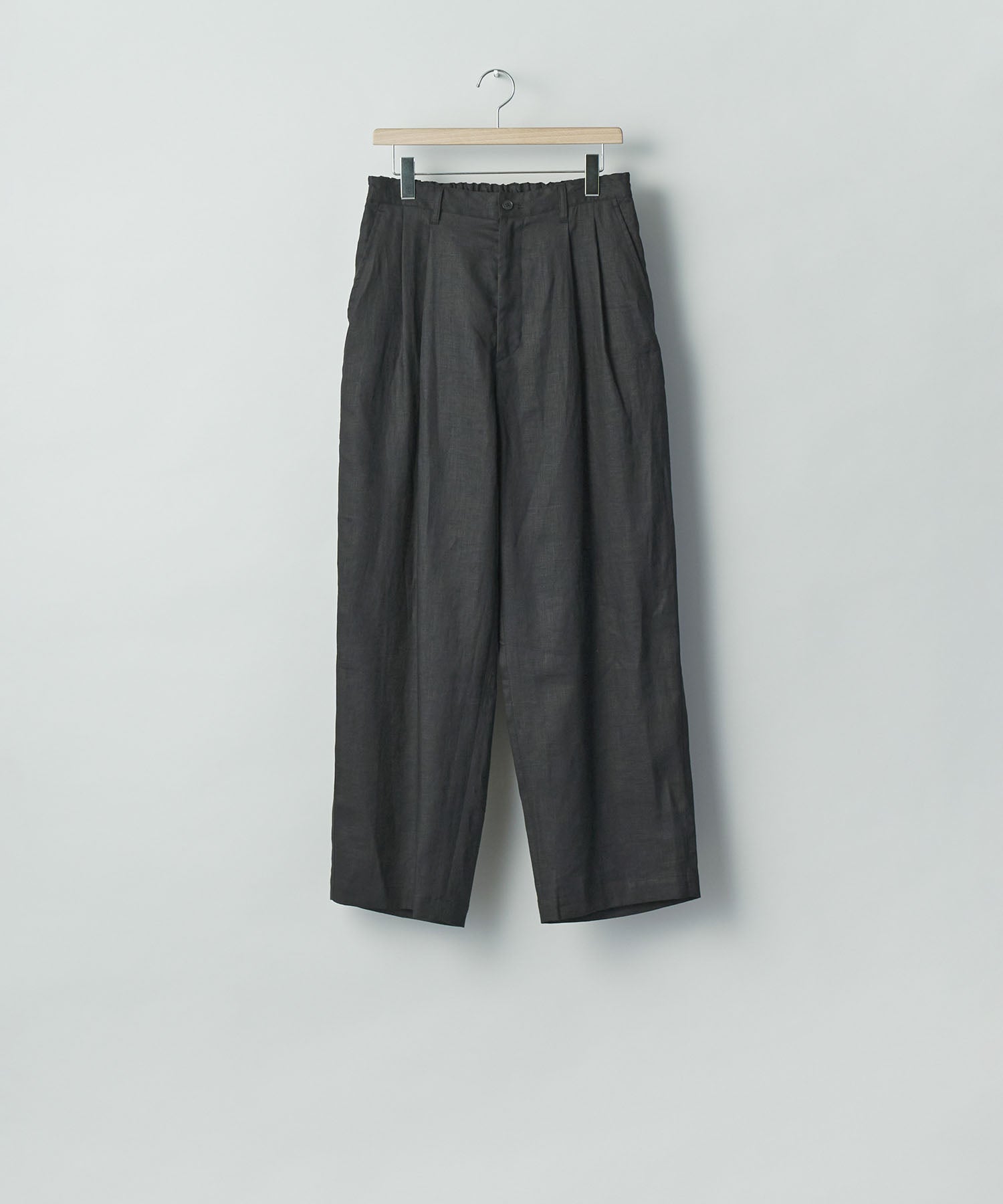 ssstein / シュタイン】LIGHT LINEN WIDE EASY TROUSERS - BLACK