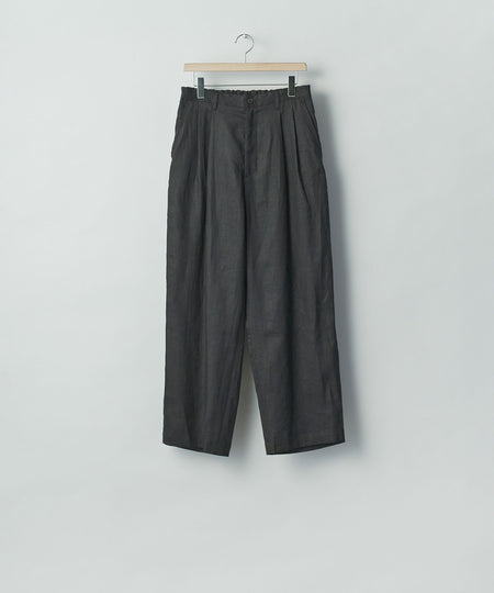 【ssstein】 LIGHT LINEN WIDE EASY TROUSERS - BLACK