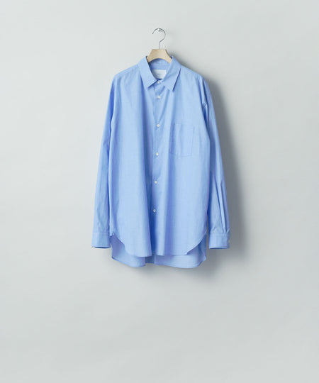 【ssstein】 SMOOTH COTTON OVERSIZED REGULAR COLLAR SHIRT - BLUE