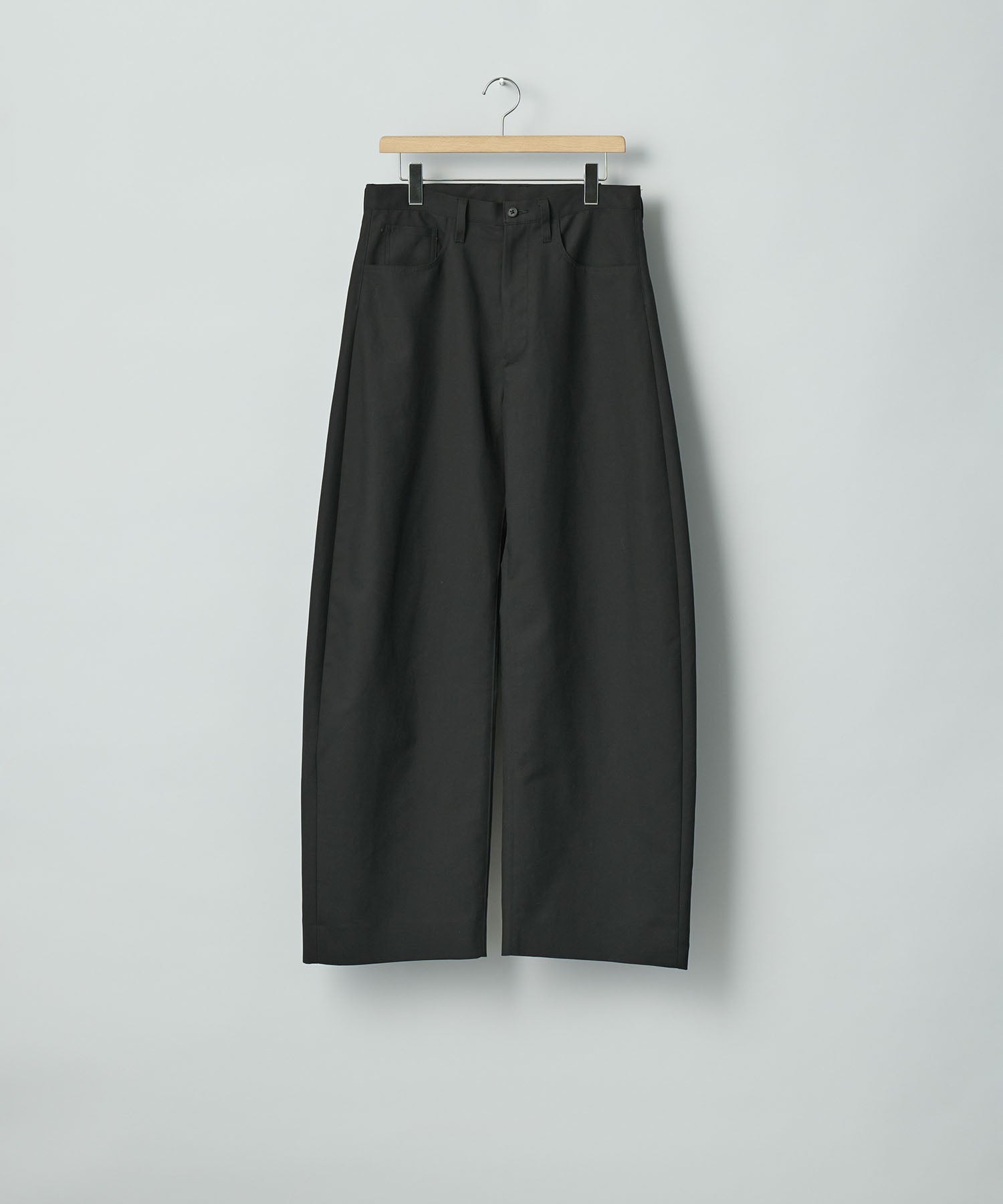 ssstein / シュタイン】DOUBLE WEAVE COTTON ROUND PANTS - BLACK