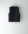 【ssstein】WOOL GABARDINE BELTED VEST - BLACK