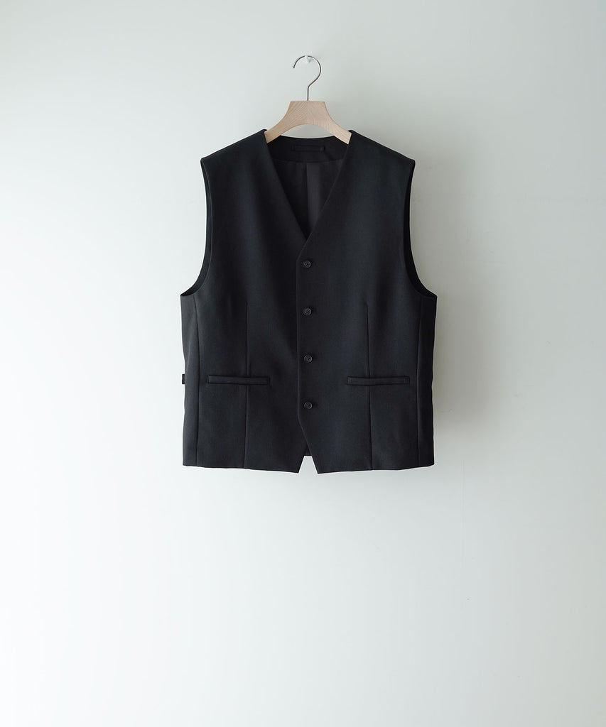 ssstein『WOOL GABARDINE BELTED VEST』 ssstein / シュタイン】WOOL GABARDINE BELTED VEST - BLACK | 公式