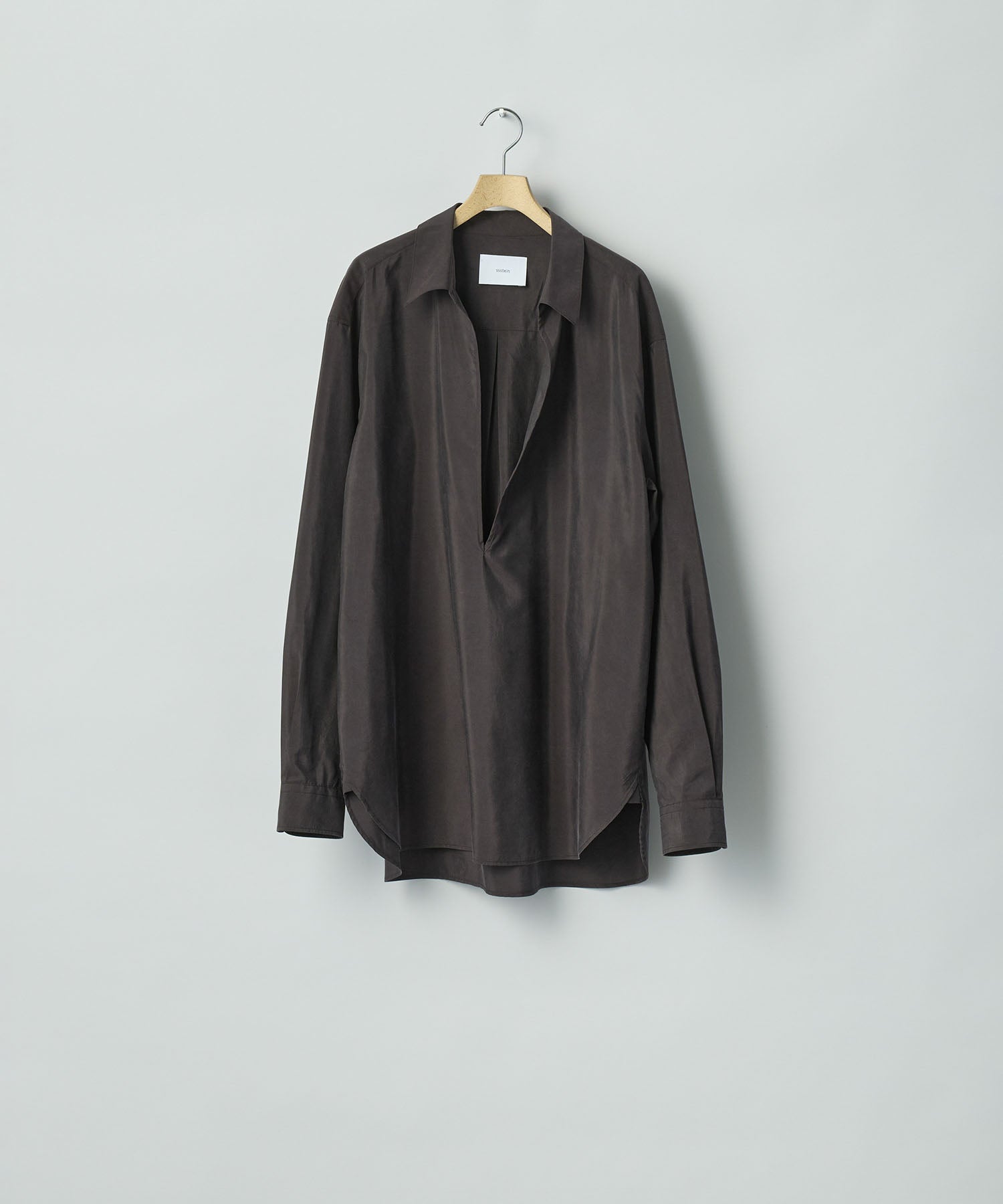 ssstein / シュタイン】SILK NYLON SKIPPER SHIRT - CHARCOAL BROWN