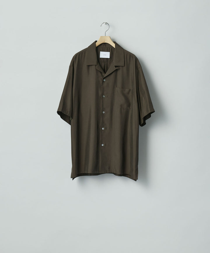 ssstein(シュタイン)のCUPRO TWILL OVERSIZED OPEN COLLAR SS SHIRT - DARK BROWNの公式通販サイトsession福岡セレクトショップ