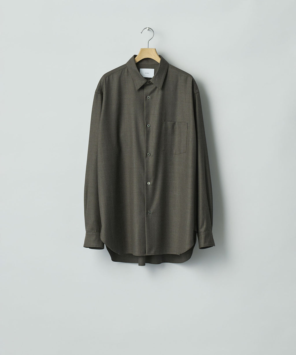 ssstein(シュタイン)のEXTRA FINE WOOL OVERSIZED REGULAR COLLAR SHIRT - BROWN GREYの公式通販サイトsession福岡セレクトショップ