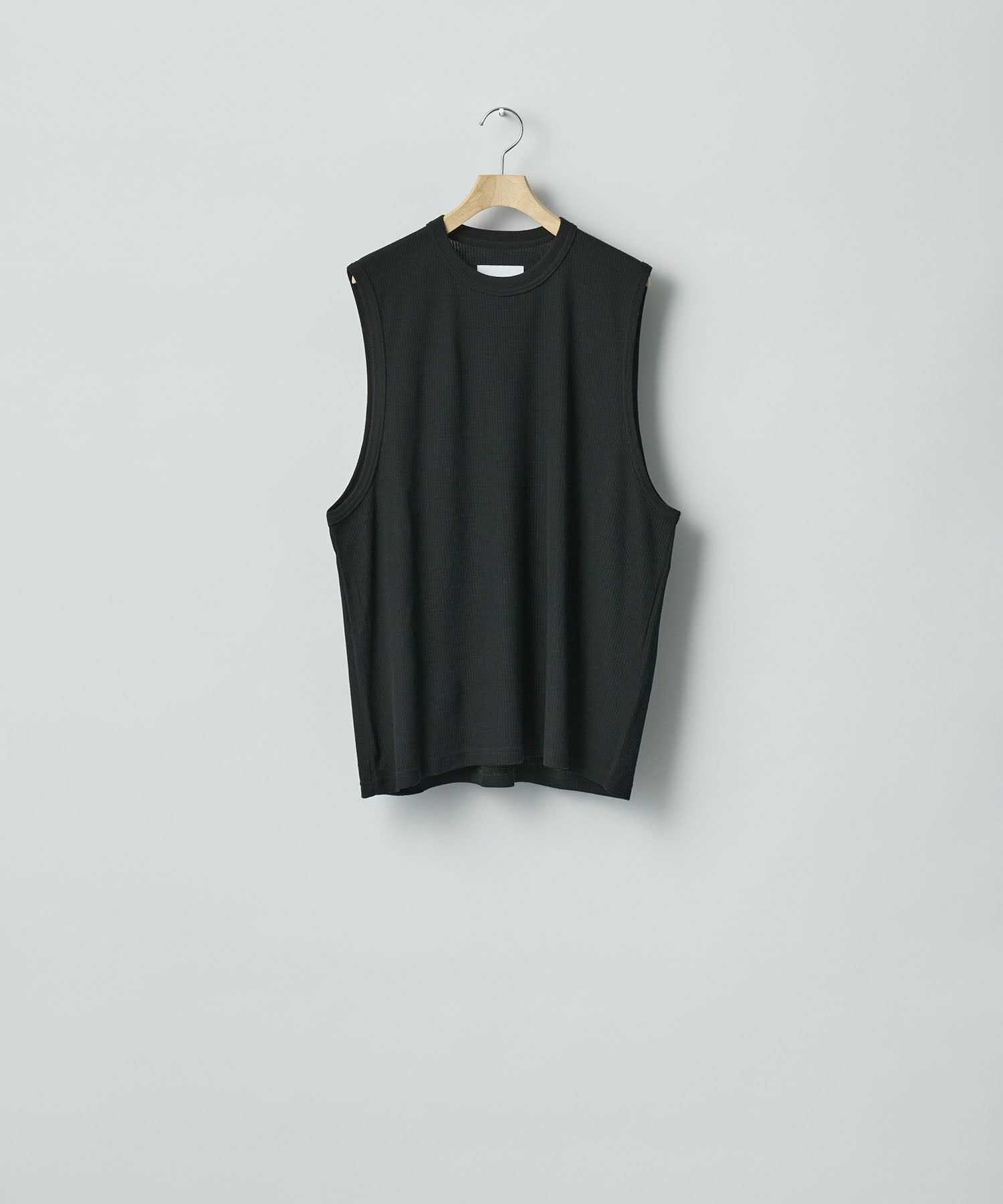 ssstein / シュタイン】FINE WOOL OVERSIZED NO SLEEVE TEE - BLACK