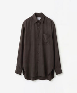 ssstein / シュタイン】CUPRO TWILL OVERSIZED LS SHIRT - DARK BROWN