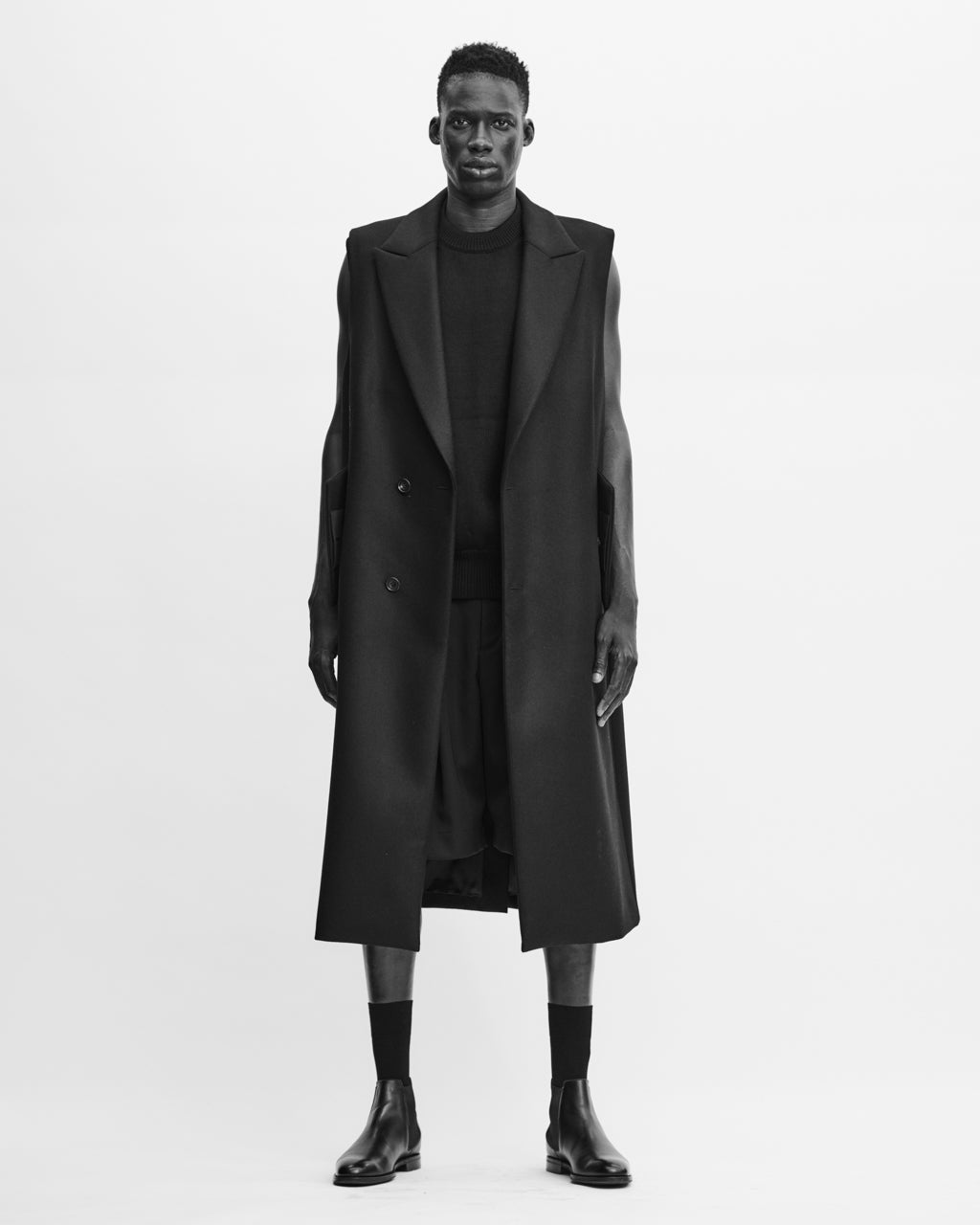 stein(シュタイン)の24SSコレクションNO SLEEVE LONG COATのBLACK (MELTON)公式通販サイトsession福岡セレクトショップ