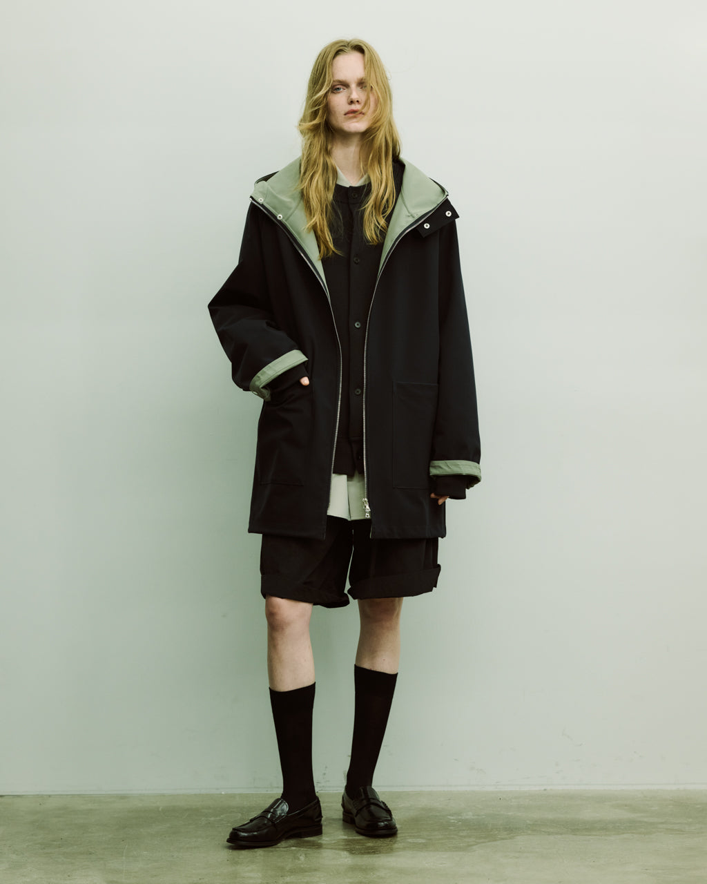 stein(シュタイン)の24SSコレクションREVERSIBLE HOODED COATのDARK NAVY公式通販サイトsession福岡セレクトショップ