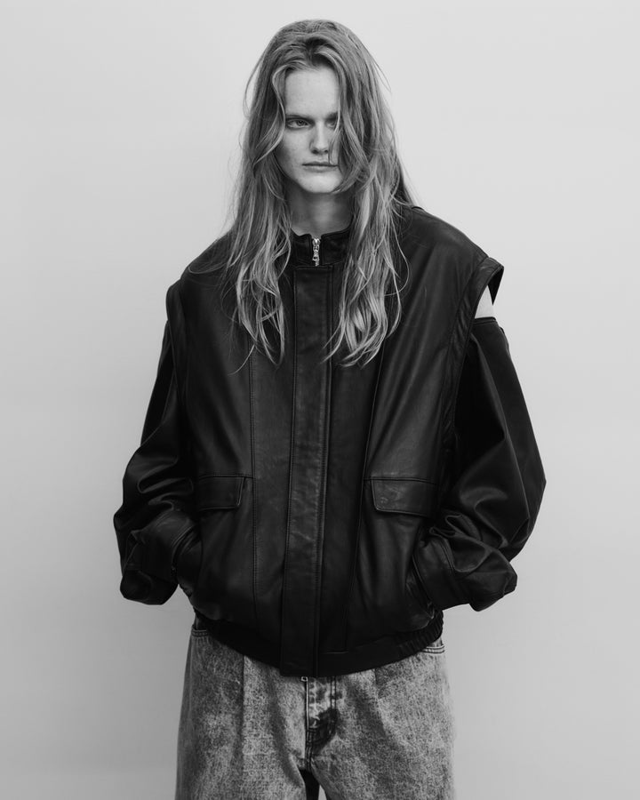 stein(シュタイン)の24SSコレクションDETACHABLE SLEEVES LEATHER BLOUSONのBLACK sessionセッション福岡セレクトショップ 公式通販サイト
